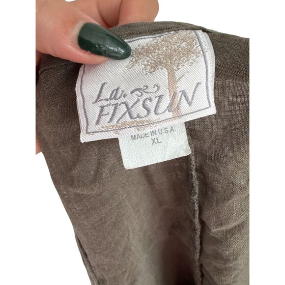 LA FIXSUN Olive Green 100% Linen Tunic Top Size XL - Picture 5 of 5